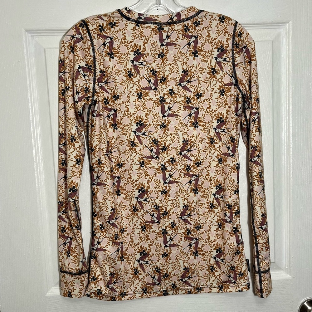 KARI TRAA Women Bird Print Long Sleeve Top | size small - Picture 10 of 11